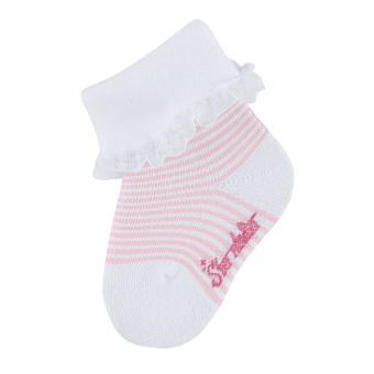 Baby Mädchen Söckchen Erstlingssöckchen Baby-Socken mit Rüsche, gestreift, rosa - 8502001 