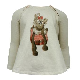 Sweater Mädchen Pullover Hunde Motiv, natur 