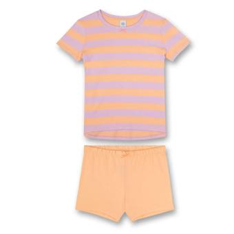 Sanetta Mädchen-Schlafanzug kurz aus 100% Baumwolle im Ringel-Design, rosa/orange - 245402 