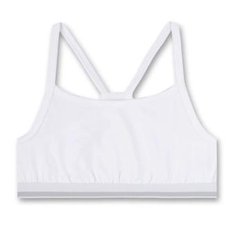 Sanetta Mädchen Bustier in Single-Jersey Qualität in sportivem Design, weiß - 347542w 