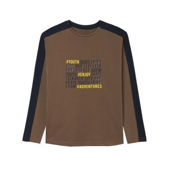 Mayoral Jungen Kinder Shirt langarm mit Rundkragen kombifarbig "Youth Enjoy Adventure", braun - 7015 