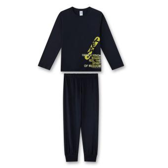 Sanetta Jungen-Schlafanzug in Single-Jersey Qualität aus 100% Baumwolle mit Snowboard-Print, blau - 245767 