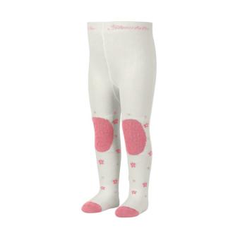 Mädchen Baby Strumpfhose mit ABS-Noppen Krabbelstrumpfhose mit Po-Motiv „Maus", ecru creme/rosa – 8652081-ecru 