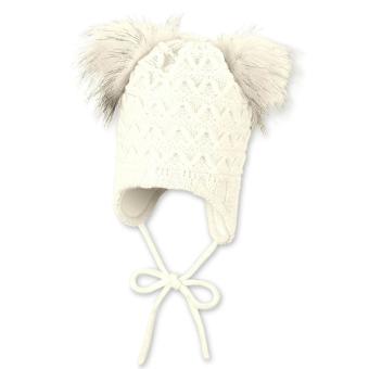 Sterntaler Strickmütze mit feinem Muster, Bommeln und Band , beige - 4702140 