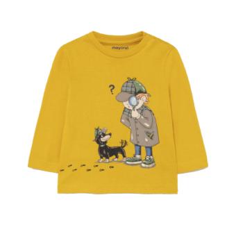 Mayoral Jungen Baby Shirt langarm mit Rundkragen "Junge und Hund", gelb - 2066 