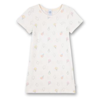 Mädchen Schlafshirt Nachthemd Sommer kurz bedruckt Allover-Print "Eis", weiß - 232632 