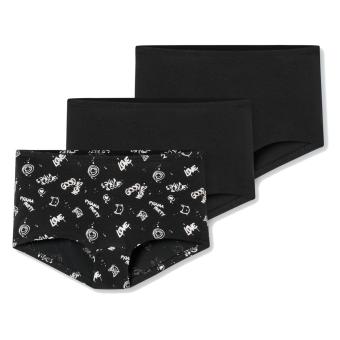 Schiesser Mädchen Shorts 3er-Pack Organic Cotton mit Softbund, schwarz - 181938 