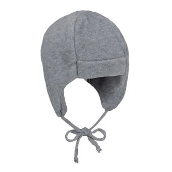Baby Wintermütze-Gefütterte Erstlingsmütze mit angeschnittenen Ohren und Bindeband, silber - 4501410 