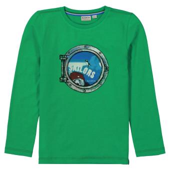 Jungen T-shirt Langarmshirt Oberteil mit Rundkragen, bedruckt, gemustert, Wordprint "Sailors", grün - J15604 - Größe 116 116 | 3165 GREEN | 