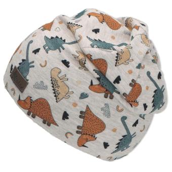 Jungen Slouch Beanie Übergangsmütze aus Singlejersey, bedruckt "Dinosaurier", UV-Schutz 50+, silber - 1612260-silbe 