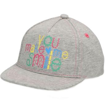 Mädchen Baseball Cap Schirmmütze, Gummizug, bedruckt, Schriftzug "you make me smilie", silber - 1412237-silbe 