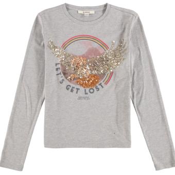 Garcia- Mädchen Langarmshirt print mit Glitzer- Grey- U02404 