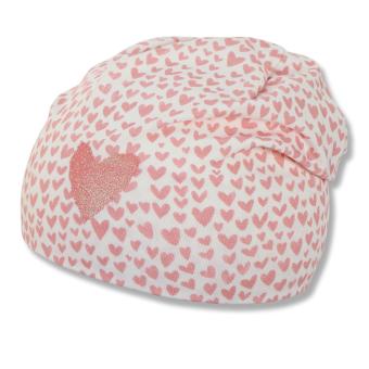 Mädchen Slouch Beanie Mütze Übergangsmütze, UV Schutz 30, gemustert, "Herzen",  beige - 1412150-ecru 