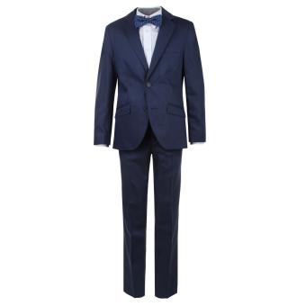 Jungen Anzug festlich lang, Blazer und Hose, Blazeranzug, Slim-Fit, innenliegender verstellbarer Gummizug, einfarbig, blau - 4534605 