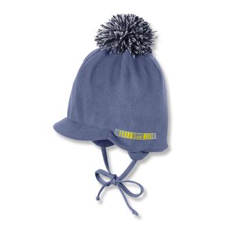 Jungen Bommelmütze Wintermütze Schirmmütze gefüttert, blau 