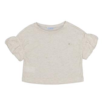 Mayoral Mädchen T-Shirt kurzarm mit Nieten, beige - 6045b 