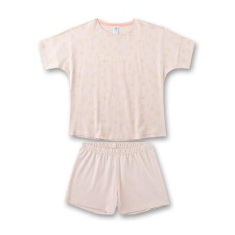 Sanetta Mädchen-Schlafanzug mit Alloverprint "Blüten" aus 100% Bio-Baumwolle kurz - 245634 