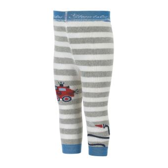 Jungen Baby Kinder Leggins mit Vollplüsch Po-Motiv gestreift Drache + Feuerwehr, beige - 8762030-ecru - Größe 128 128 | ecru | 