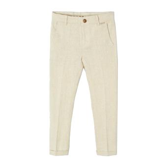 Jungen Hose lang festlich, einfarbig, Bund innen gestreift, 4 Taschen, beige - 3.576b 