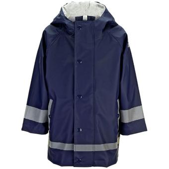 Jungen Regenjacke, wasserdichte Überziehjacke mit Druckknöpfe, Reißverschluss, Kapuze und Reflektoren, dunkelblau - 5652000-marin 