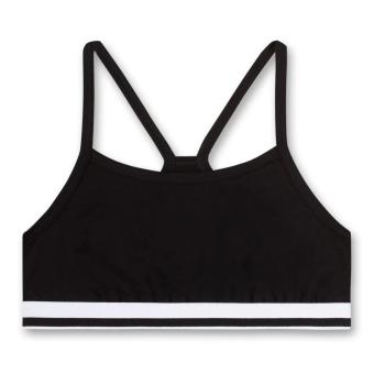 Sanetta Mädchen Bustier in Single-Jersey Qualität in sportivem Design, schwarz - 347542s 
