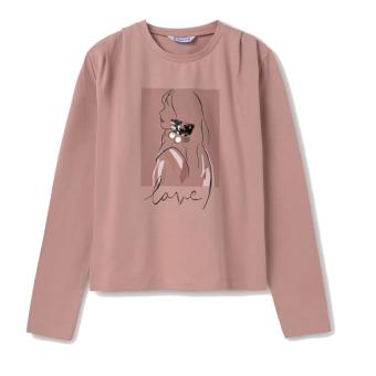 Mayoral Mädchen Langarm-Shirt mit großem Frontprint "Mädchen" mit Pailetten, rosa - 7005 