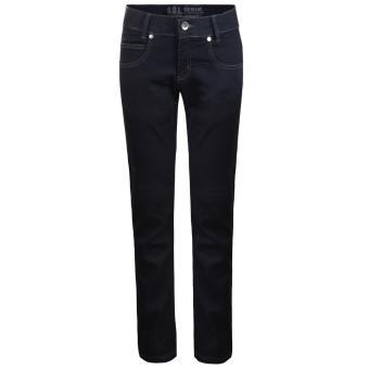 Jungen Röhren Jeans lang festlich, einfarbig, Regular Fit, 5 Taschen, innenliegender verstellbarer Gummizug, Stretch, rinse-washed, bestickte Gesäßtaschen, dunkelblau - 2025300b. 