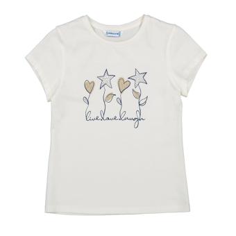 Mayoral Mädchen T-Shirt mit Frontprint "Herzen und Sterne", creme - 854 