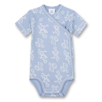 Jungen Baby Body Wickelbody kurzarm Sommer gemustert "Affen" , blau - 323151 