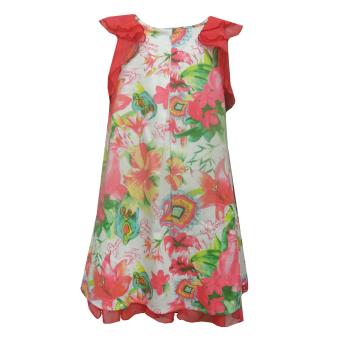 Mädchenkleid Sommerkleid gemustert, coral 