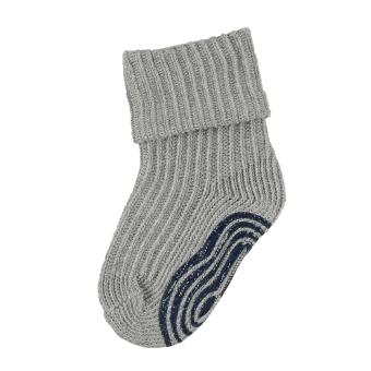 Baby Mädchen Jungen ABS-Söckchen gestrickt Anti-Rutsch-Socken Strümpfe mit rutschfester Sohle einfarbig, silbergrau - 8101950 