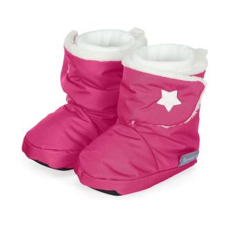 Baby Mädchen Winterschuhe gefüttert Plüschfutter wasserabweisend mit Klettverschluss Glitzerstern, pink - 5101902 