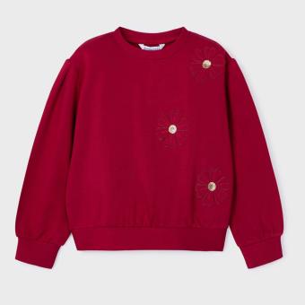 Mayoral Mädchen Sweatshirt mit Blumen-Applikation, rot - 4478 
