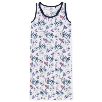 Mädchen Schiesser Schlafshirt Nachhemd Sommer ärmellos "Palmen Flamingo", weiß - 173393 