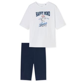 Schiesser Mädchen Schlafanzug kurz mit großem Frontprint "Baseball" aus 100% Organic Cotton, weiß - 180955 