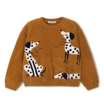 Mayoral Mädchen Pullover mit eingewebten Intarsien "Hunde", Karamell - 4356 