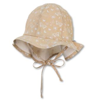 Mädchen Baby Flapper Sommerhut Sommermütze mit Nackenschutz zum binden Größenregulierungsband LSF 15 gemustert "Schmetterlinge", beige - 1402123 