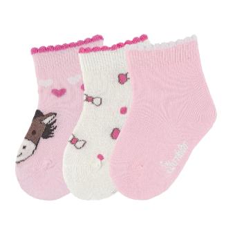 Baby Mädchen Söckchen 3er-Pack Erstlingssocken, rosa beige "Esel" - 8411921  