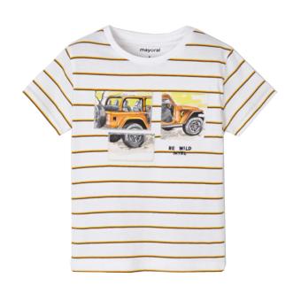 Jungen T-shirt kurzarm, bedruckt "Auto", weiß-orange - 3.004orange 