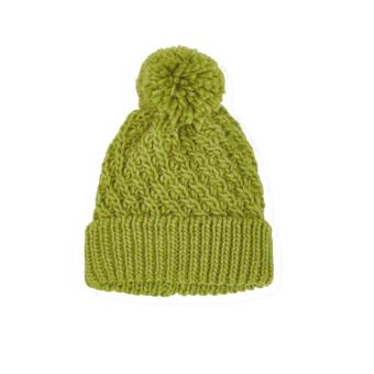 Kinder Jungen Wintermütze Strickmütze mit Bommel und Umschlag, oliv – 10160 