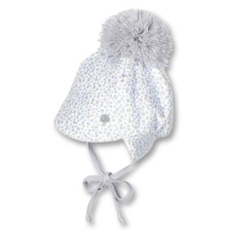 Baby Jungen Wintermütze Bommel, weiß-blau 