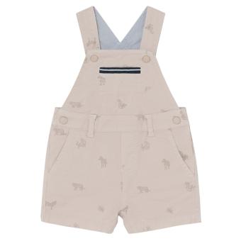 Jungen Baby Latzhose kurz gemustert "Tiere" , beige - 1663 