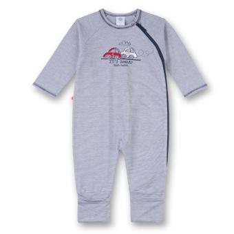 Jungen Baby Schlafanzug Body Biobaumwolle, blau gestreift "Autos" - 221447 