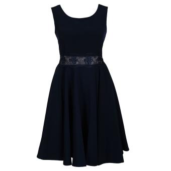 Festliches Kleid aus Krepp mit durchsichtiger Spitzen-Verarbeitung an der Taille, Mädchen, dunkelblau - 1374600db, Größe 176 176 | dunkelblau | 