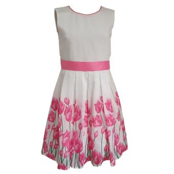 Eisend Mädchen Festkleid Sommer Kleid mit Tulpen, weiß - 901330 