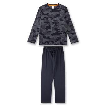 Sanetta Jungen-Schlafanzug lang aus 100% Baumwolle im "Camouflage"-Alloverprint, dunkelblau- 245838 
