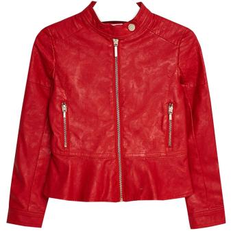 Mädchen Lederjacke Kunstleder, rot - 6416 