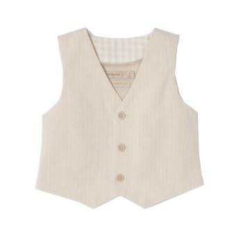 Baby Jungen Weste festlich elegant, Karo-Muster, kariert, gefüttert Futter,  beige - 1.353 