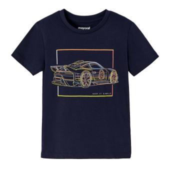 Jungen T-shirt kurzarm, bedruckt "Auto", Auto Fans, einfarbig , dunkelblau - 3.023 