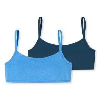 Schiesser Mädchen-Bustiers 2er Pack Organic Cotton mit schmalen Trägern, blau - 180965 